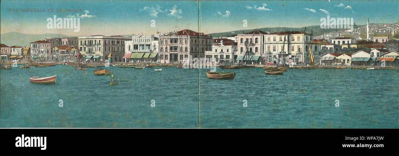 The seafront of Thessaloniki, as it was in 1917. Stock Photo