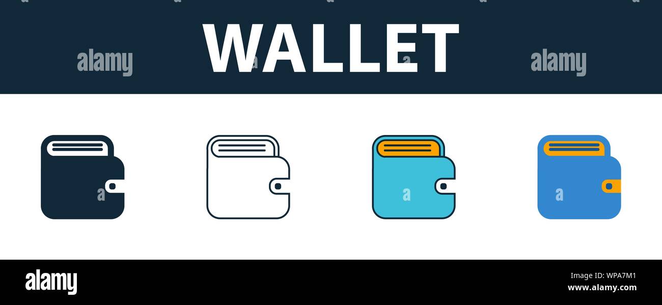 Wallet icon set. Four elements in diferent styles from money icons ...