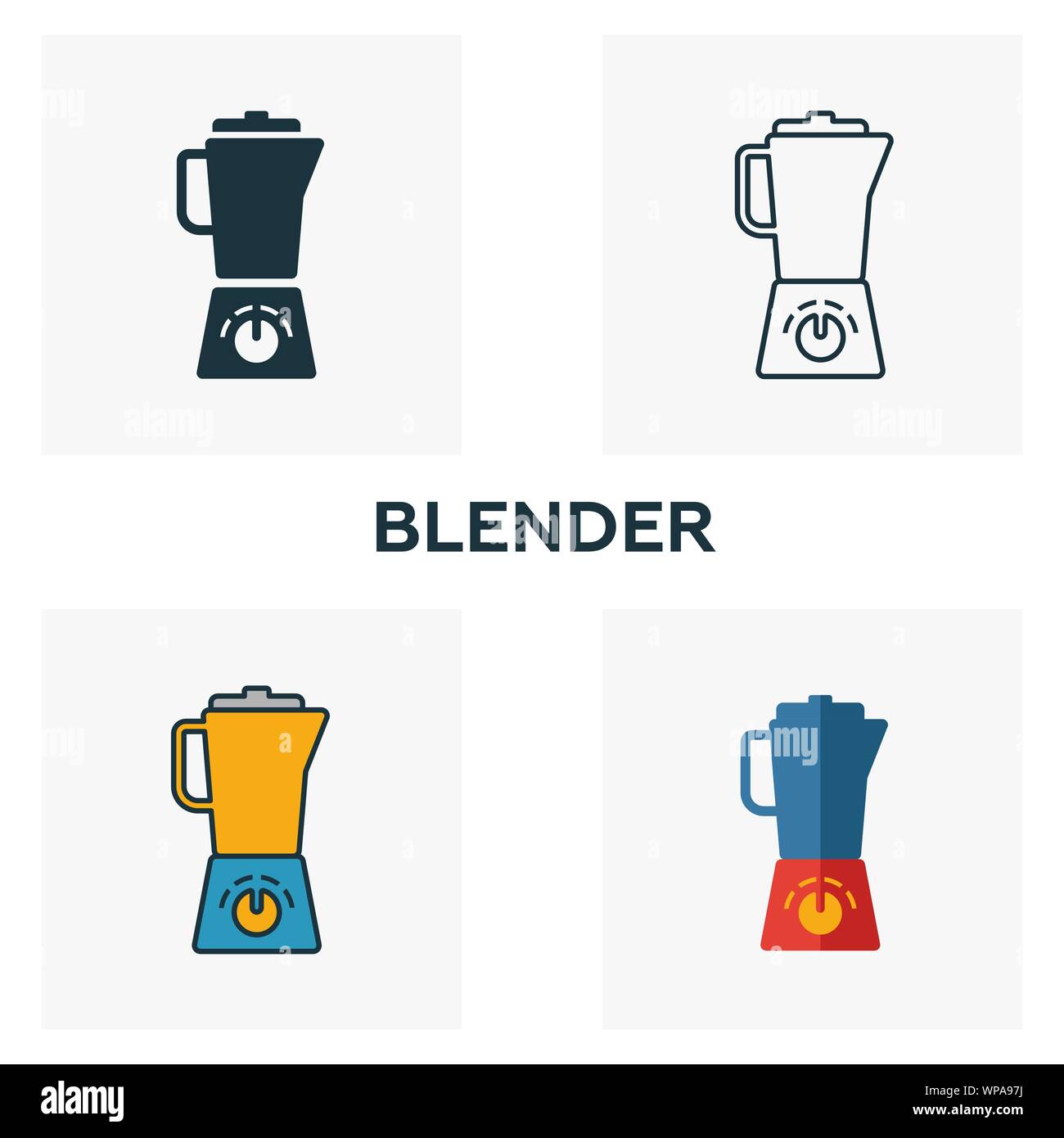 Blender icon set. Four elements in diferent styles from household icons