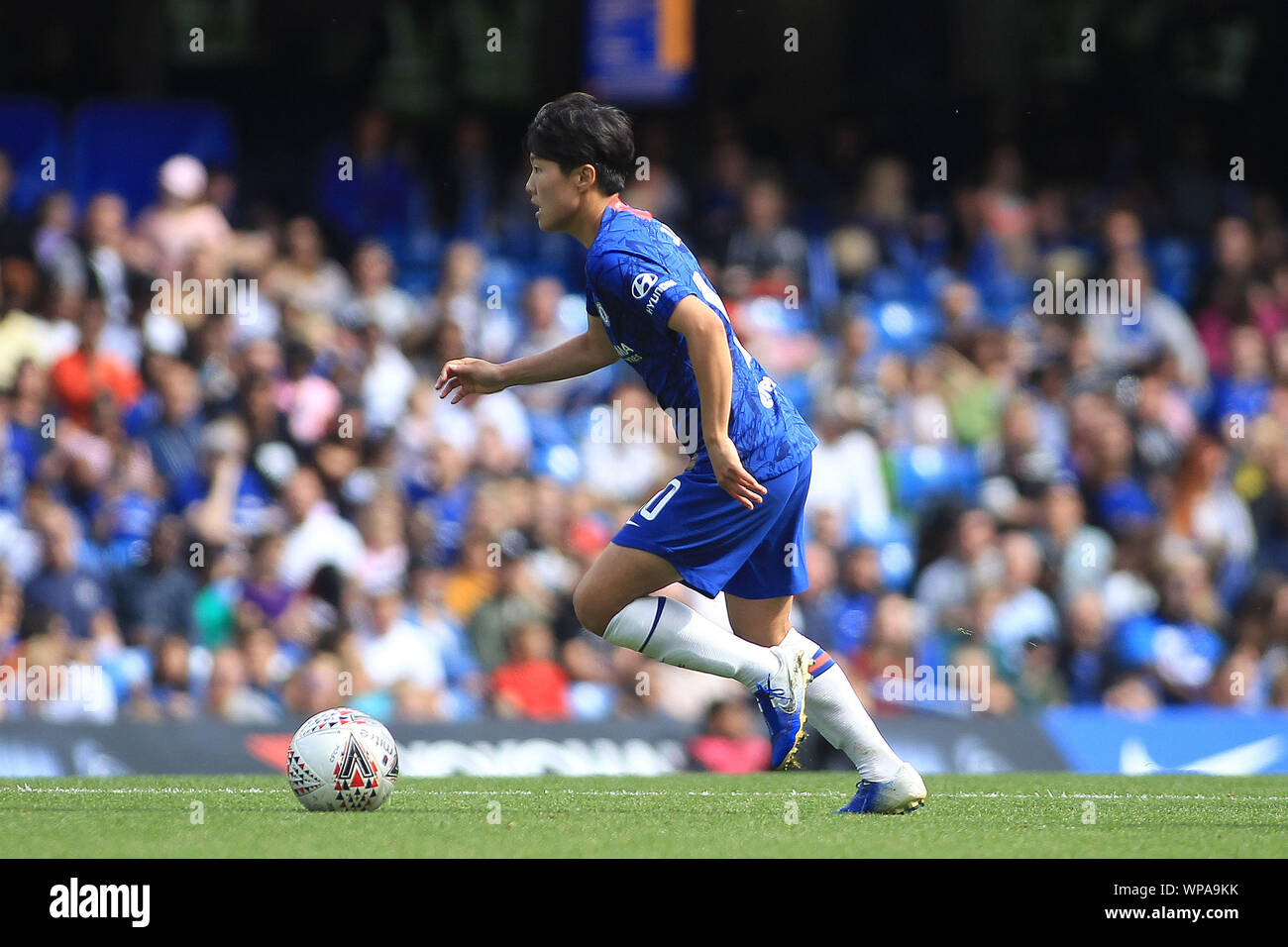 London, UK. 08th Sep, 2019. Ji So-yun of Chelsea Women in action. FA Women's super league match, Chelsea women v Tottenham Hotspur women at Stamford Bridge in London on Sunday 8th September 2019. this image may only be used for Editorial purposes. Editorial use only, license required for commercial use. No use in betting, games or a single club/league/player publications. pic by Steffan Bowen/ Credit: Andrew Orchard sports photography/Alamy Live News Stock Photo