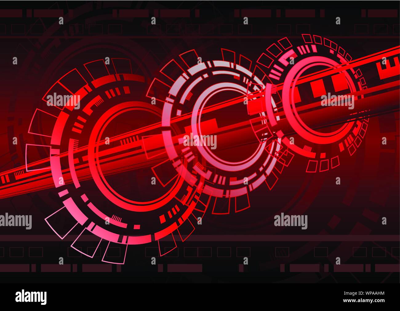 Technology in 3 white red circle abstract concept, vector illustration Stock Vector