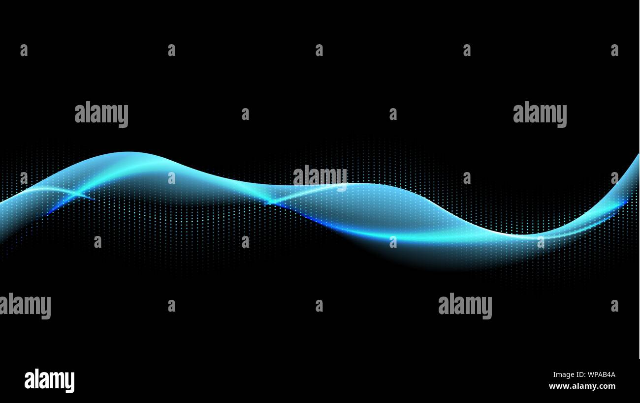 Dynamic particles sound wave with light effect. Vector Stock Vector