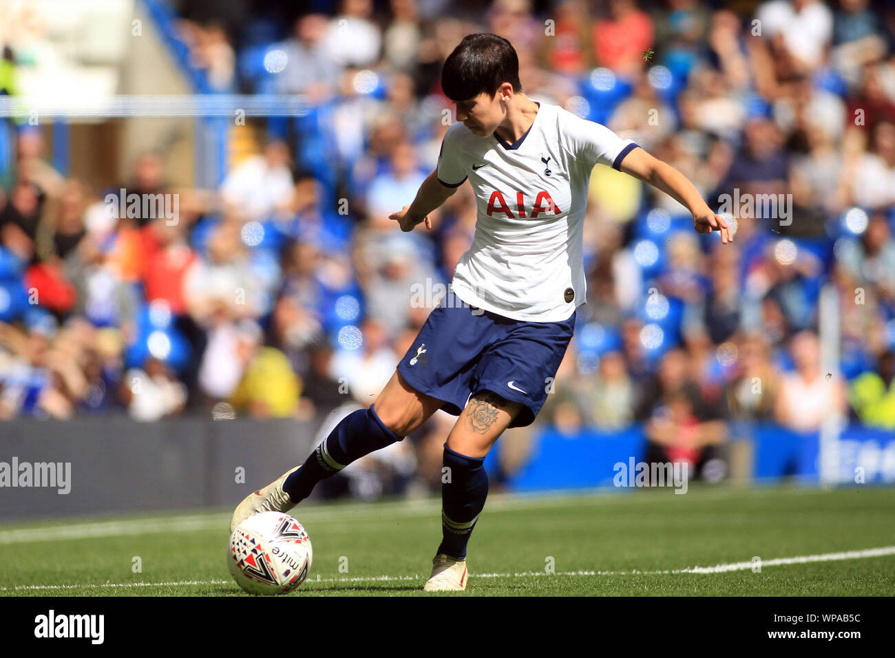 London, UK. 08th Sep, 2019. Ashleigh Neville of Tottenham Hotspur Women in action. FA Women's super league match, Chelsea women v Tottenham Hotspur women at Stamford Bridge in London on Sunday 8th September 2019. this image may only be used for Editorial purposes. Editorial use only, license required for commercial use. No use in betting, games or a single club/league/player publications. pic by Steffan Bowen/ Credit: Andrew Orchard sports photography/Alamy Live News Stock Photo