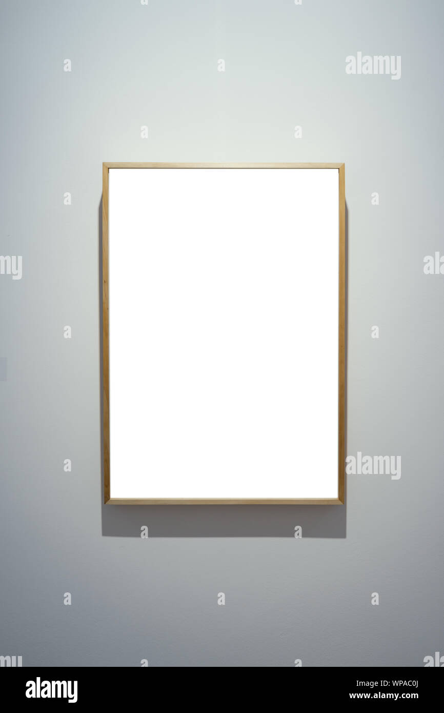 Art Gallery Museum Isolated Frame Contemporary White Wall Rectangular Clipping Path Stock Photo