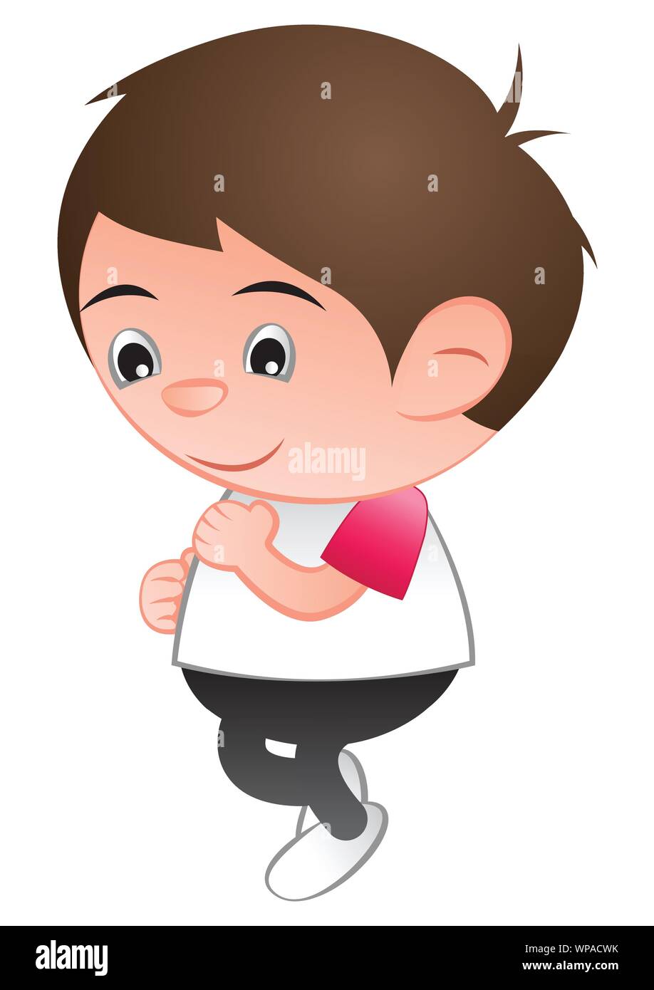 bubble head boy cartoon jogging run isolated white background,vector illustration Stock Vector