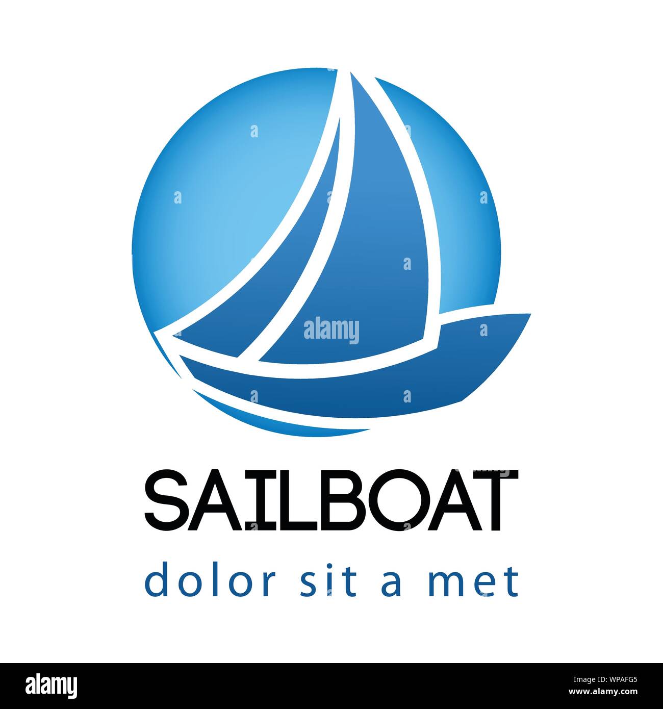sailboat logo silhouette style blue gradient color Stock Vector Image ...
