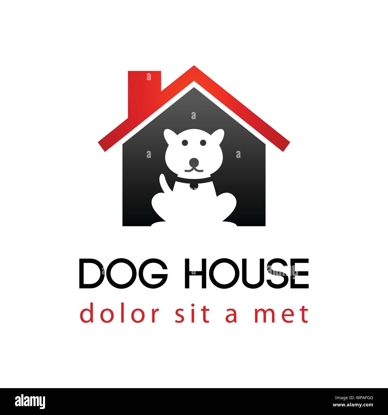 silhouette dog house logo,black and red Stock Vector