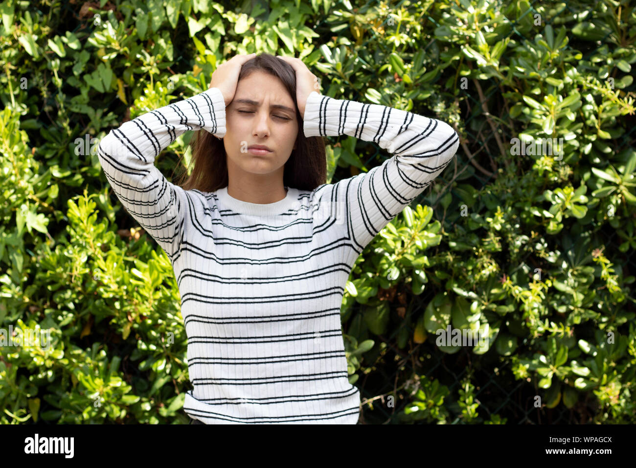 Woman feeling stressed headache hi-res stock photography and images - Alamy