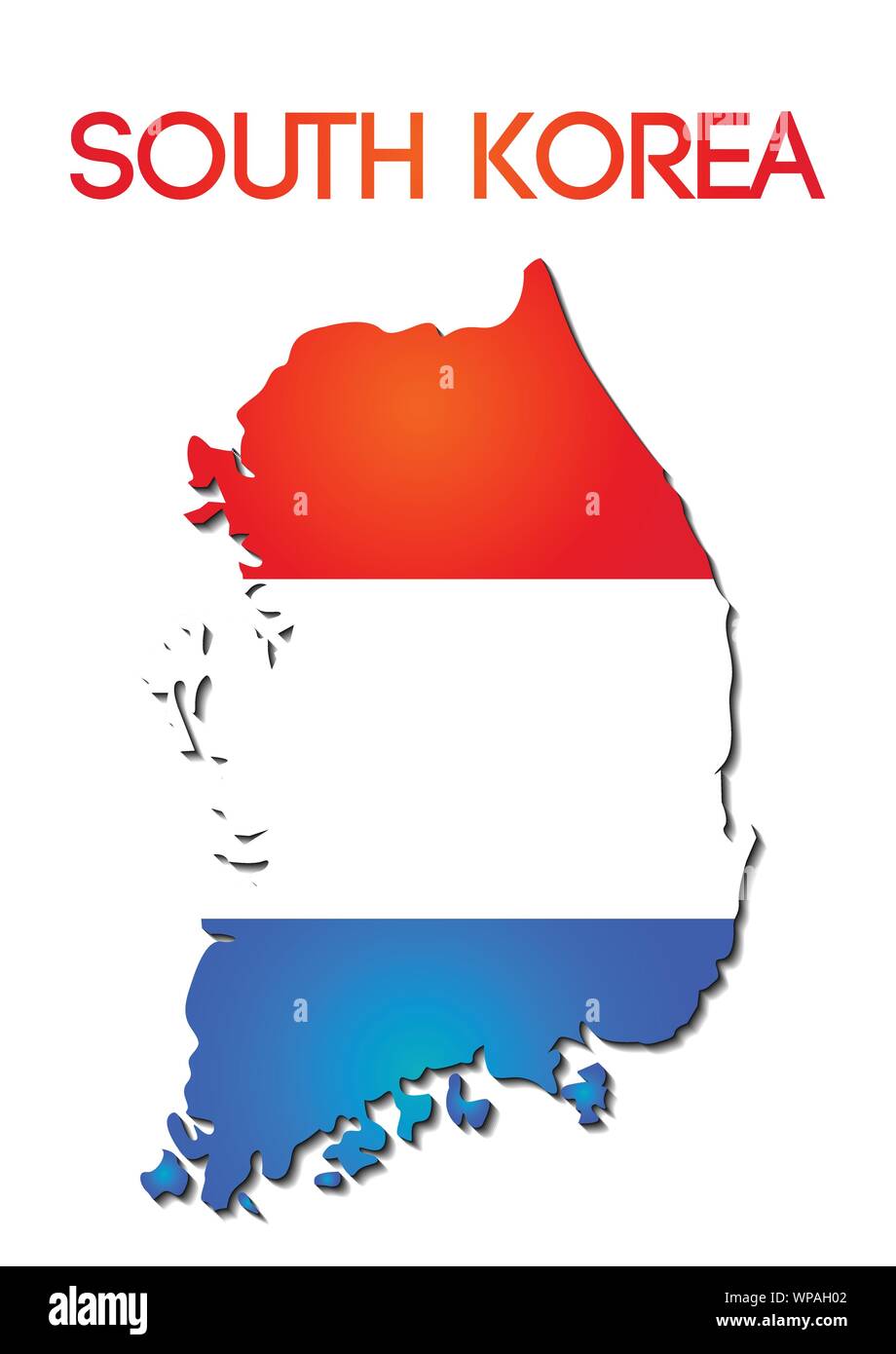 national flag color of South Korea in map gradient design Stock Vector