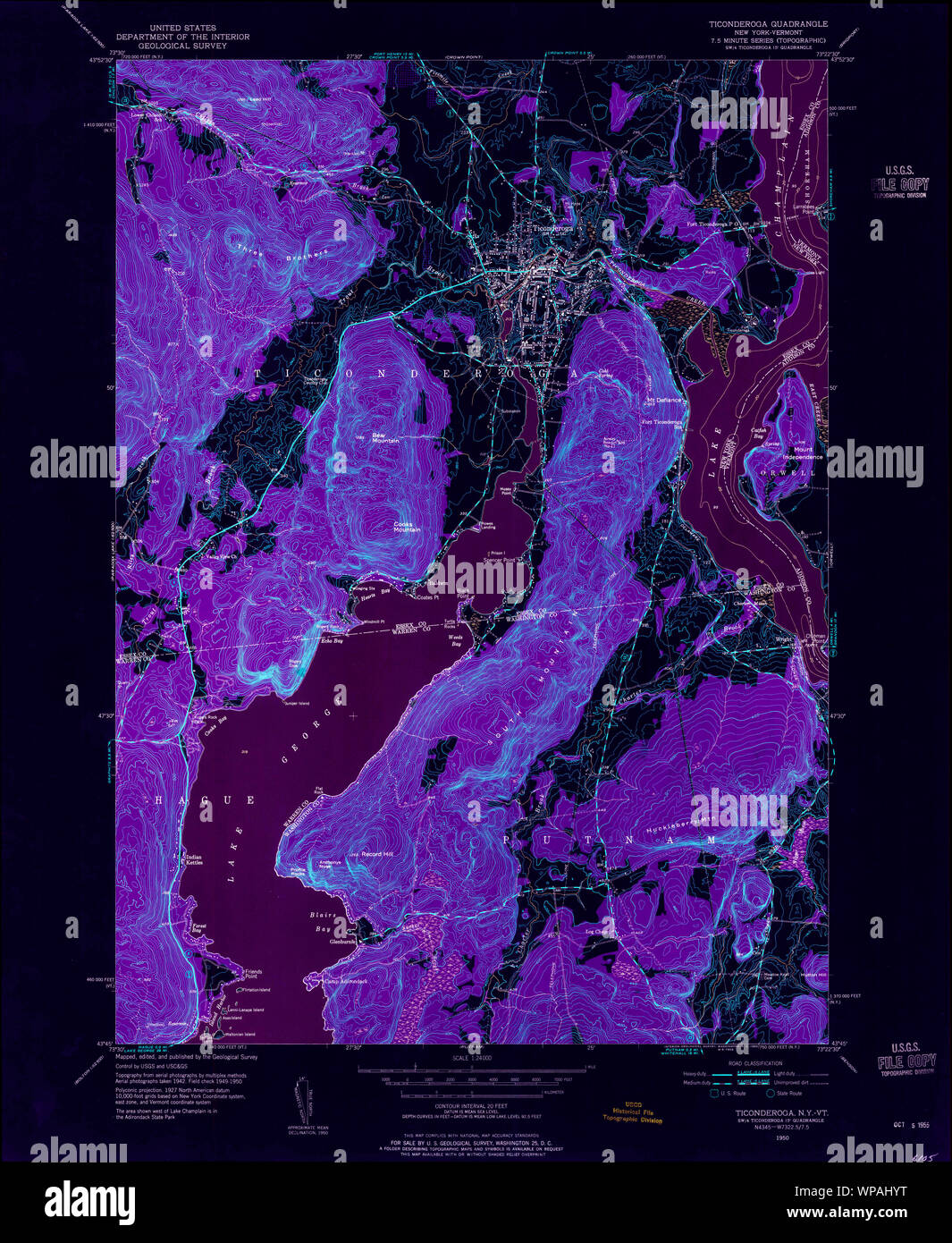 New York NY Ticonderoga 140024 1950 24000 Inverted Restoration Stock