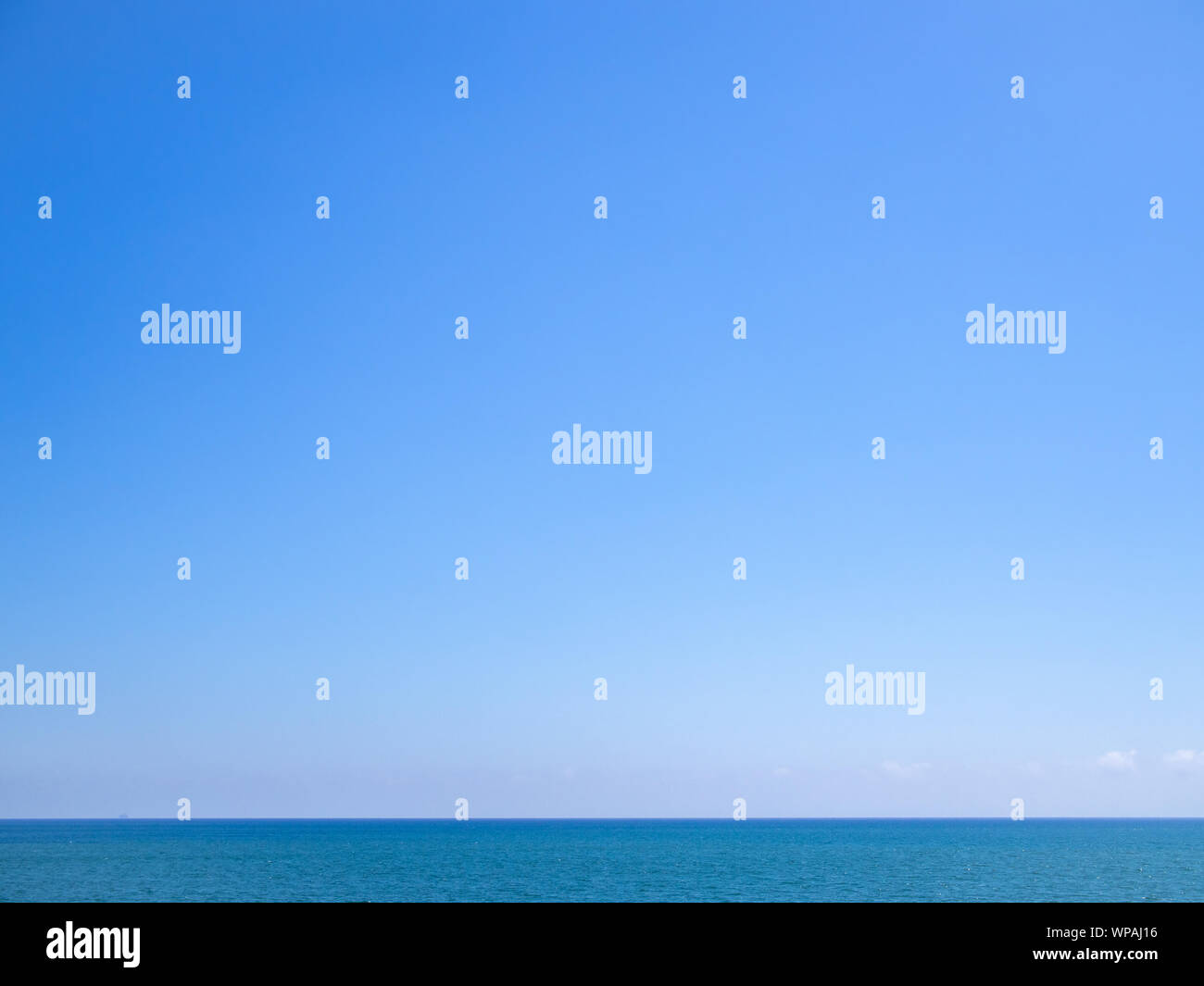 Panoramic view of sea skyline, real clear sky, minimalistic style, copy space, background texture Stock Photo