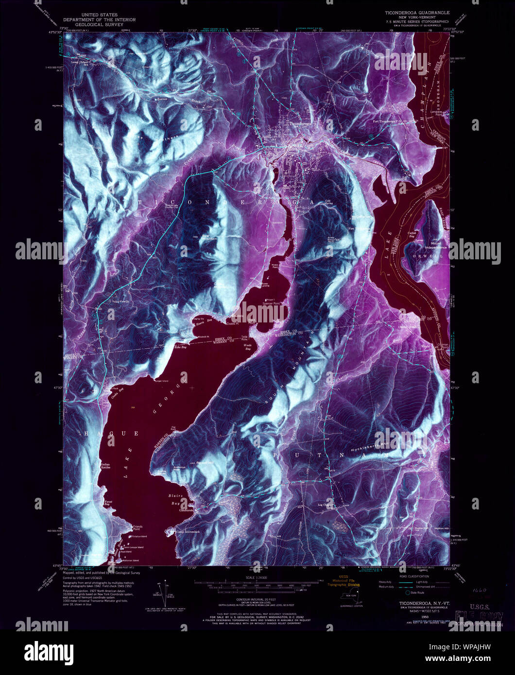 New York NY Ticonderoga 140030 1950 24000 Inverted Restoration Stock