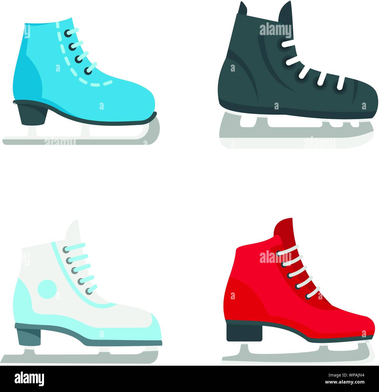 Ice skates icon set. Flat set of ice skates vector icons for web design Stock Vector