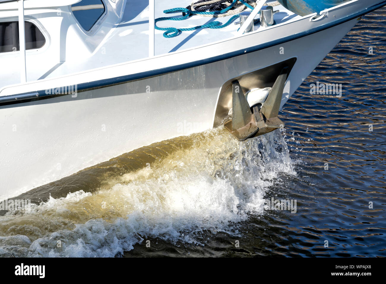 bow of a motor boat under way Stock Photo Alamy