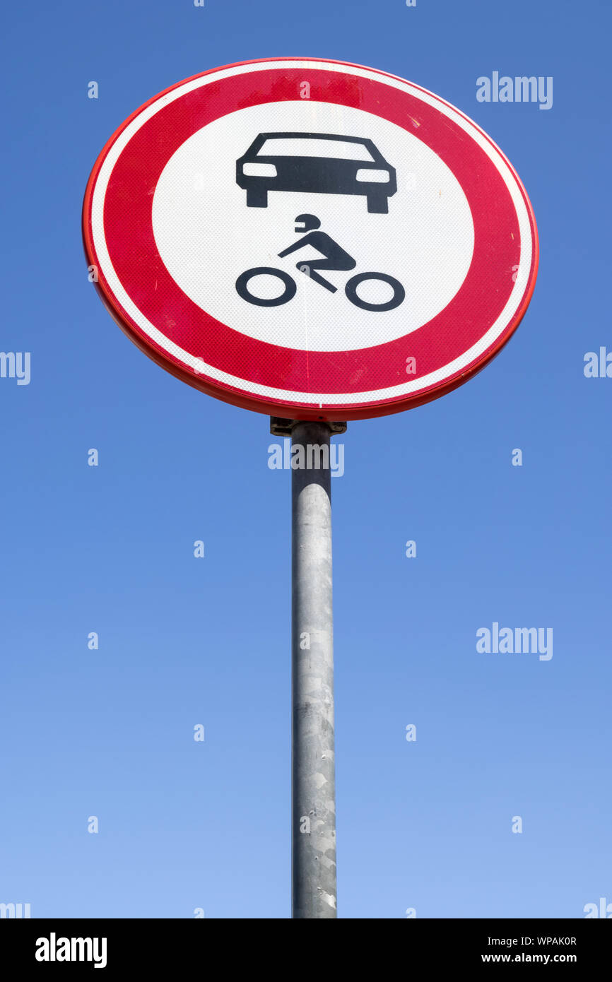 Dutch road sign: no access for motor vehicles Stock Photo