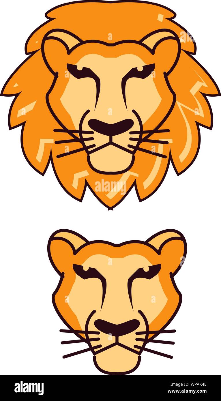 Lion head icon. Flat illustration of lion head vector icon for web