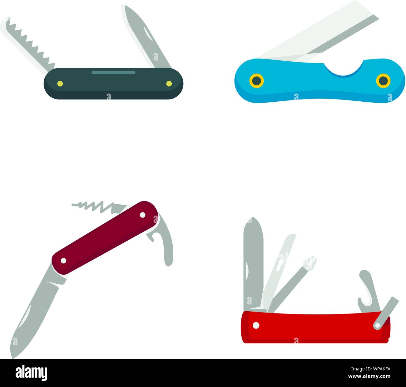 Penknife icons set. Flat set of penknife vector icons for web design Stock Vector