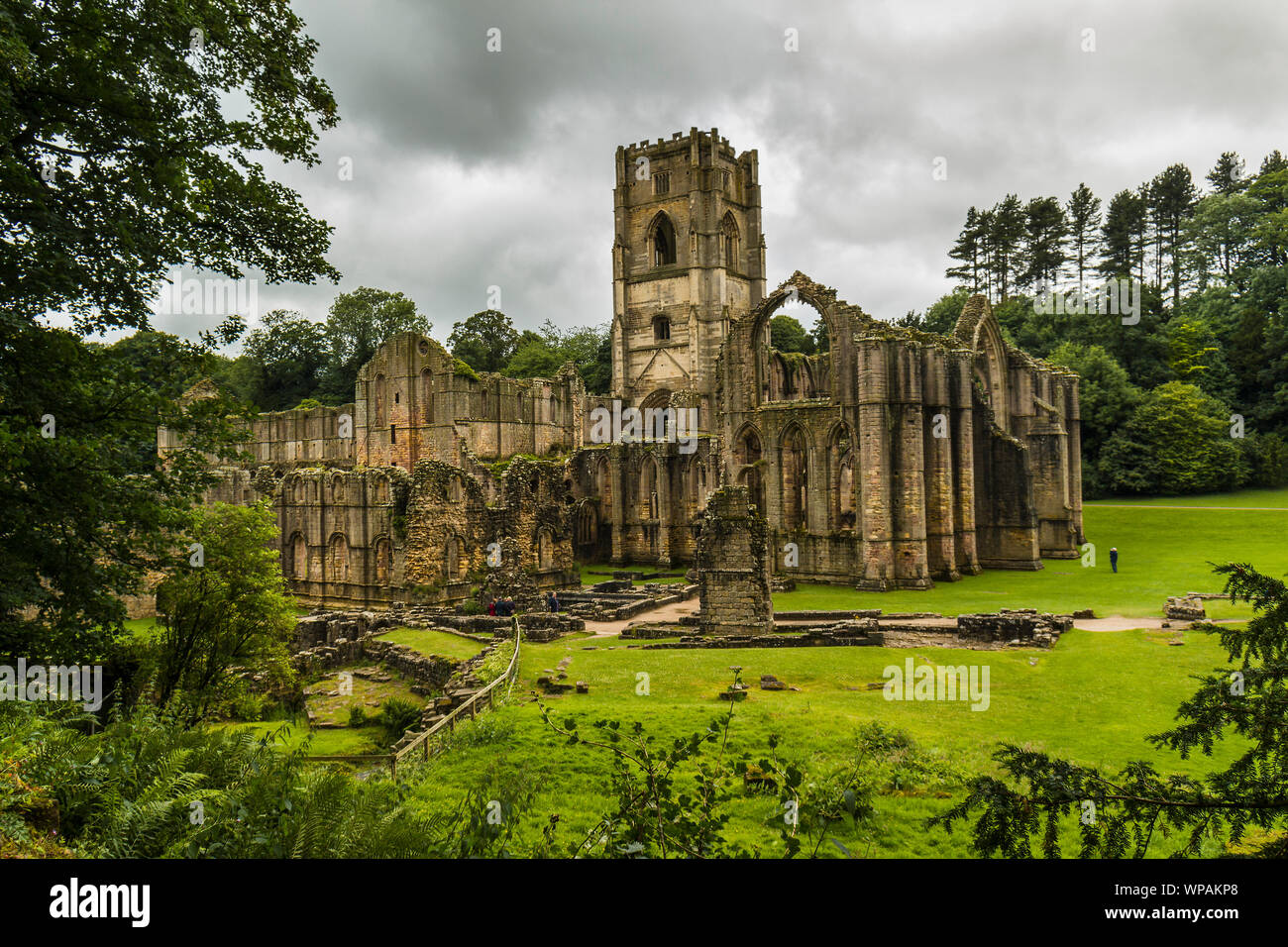 Fountains Abbey and Studley Royal Water Garden Stock Photo