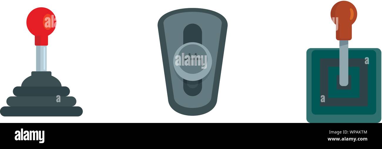 Gearbox icon set. Flat set of gearbox vector icons for web design Stock