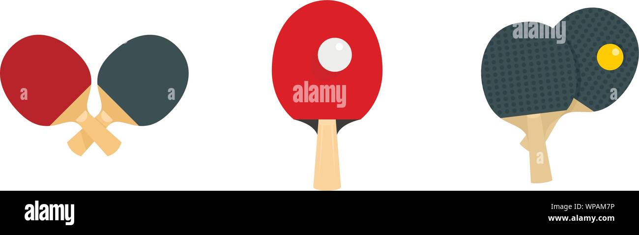 Table tennis icons set. Flat set of table tennis vector icons for web ...