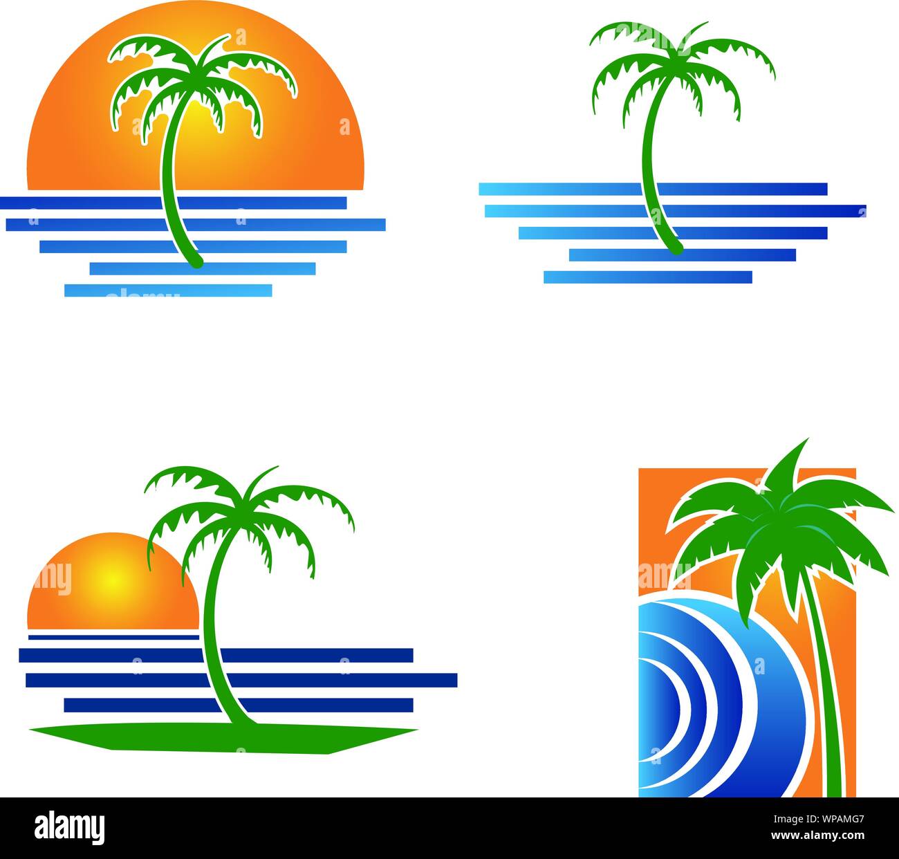 Palm tree summer logo template vector illustration Stock Vector