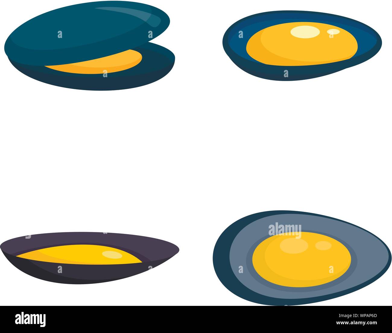 Mussels icons set. Flat set of mussels vector icons for web design ...