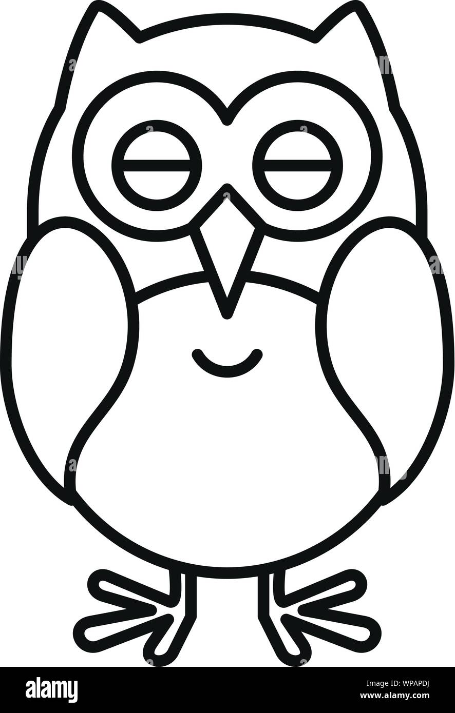 Funny face owl icon. Outline funny face owl vector icon for web design isolated on white background Stock Vector