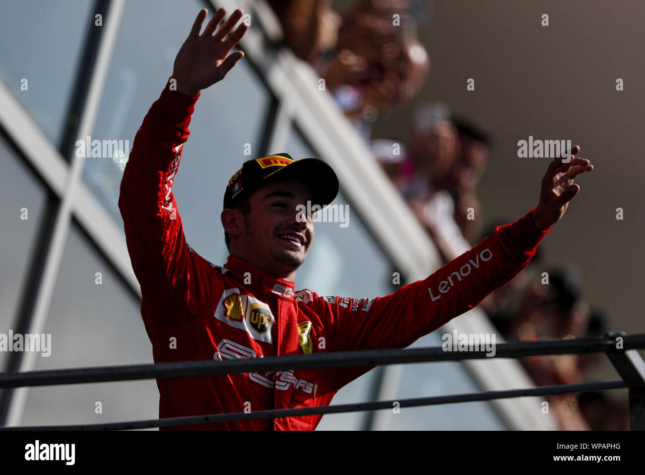 Monza, Italy. 8th Sep, 2019. CHARLES LECLERC of Scuderia Ferrari on the ...