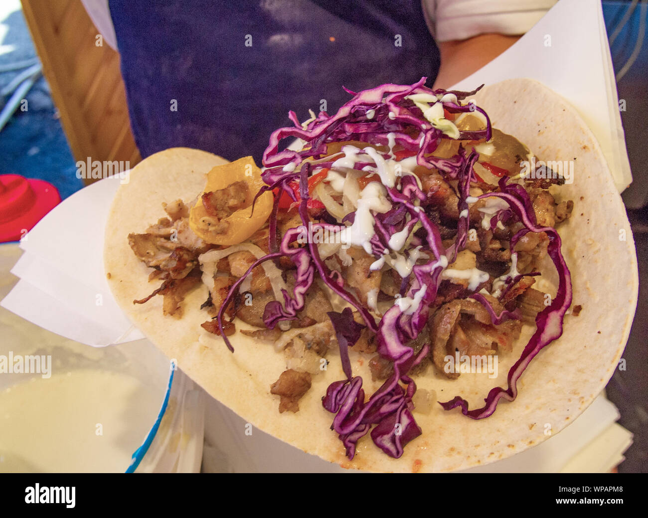 Italian Street Food Piadina Filled With Meat And Vegetables