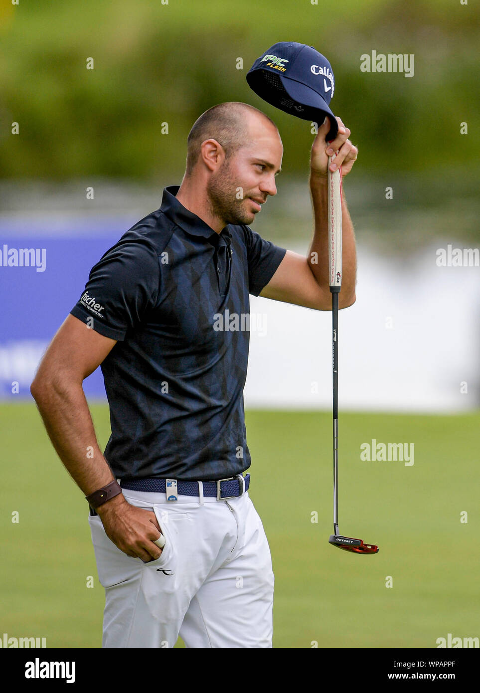 Winsen, Germany. 8th Sept 2019. Golf: European Tour - European PGA  Championship, singles, men, 4th round. Bernd Ritthammer from Germany leaves  the square. Photo: Axel Heimken/dpa Credit: dpa picture alliance/Alamy Live  News
