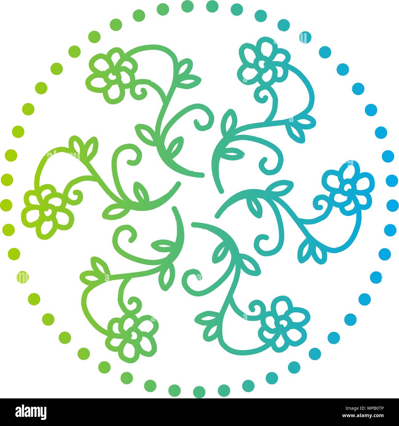 Abstract Geometric Flower And Leaves Logo Template Linear Floral