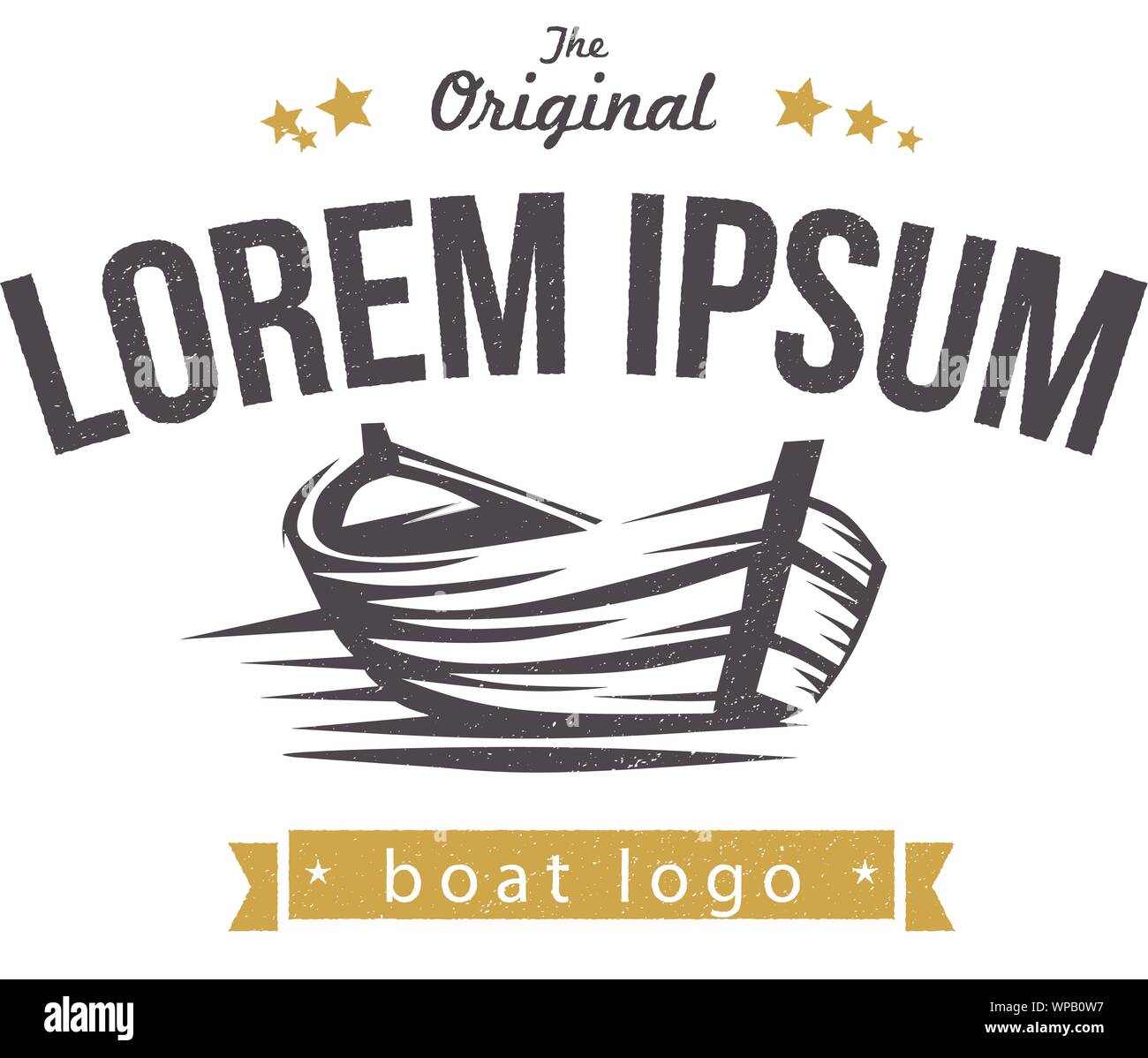 Wooden Boat. vintage logo Vector Illustration on White Background. Stock Vector
