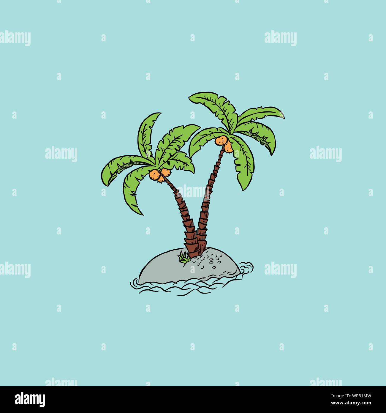 Palm trees on the ocean island. Vector illustration Stock Vector Image ...