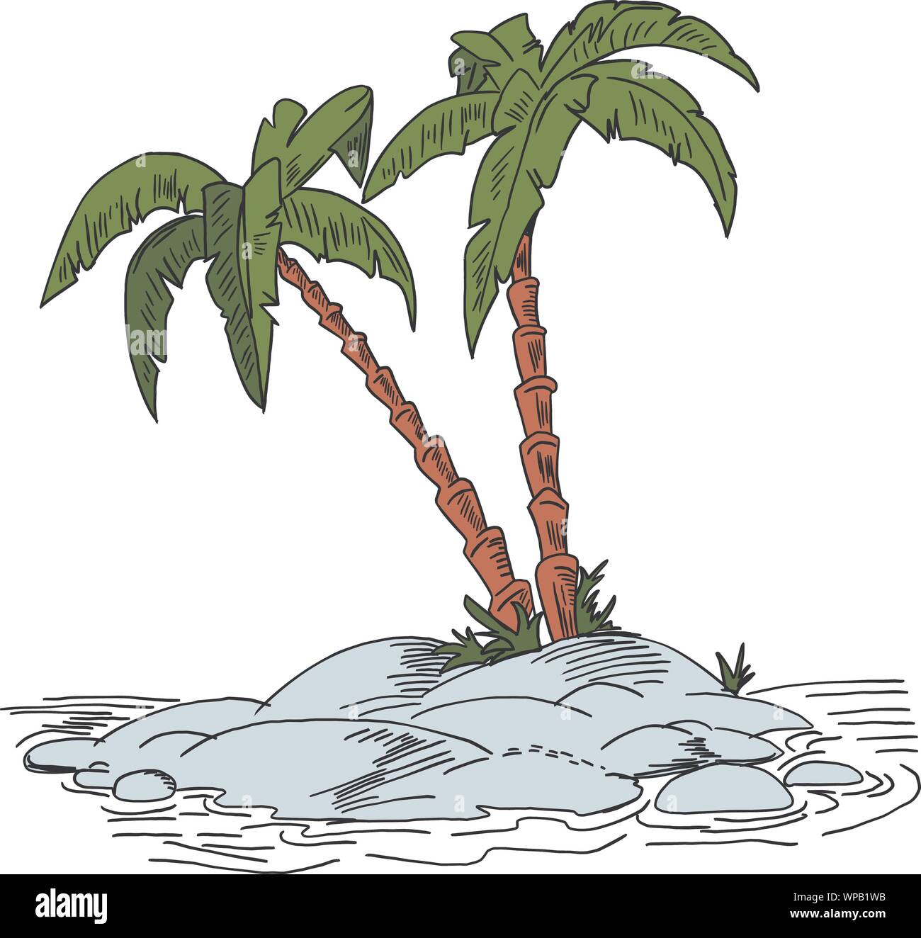 Palm trees on the ocean island. Vector illustration Stock Vector Image ...
