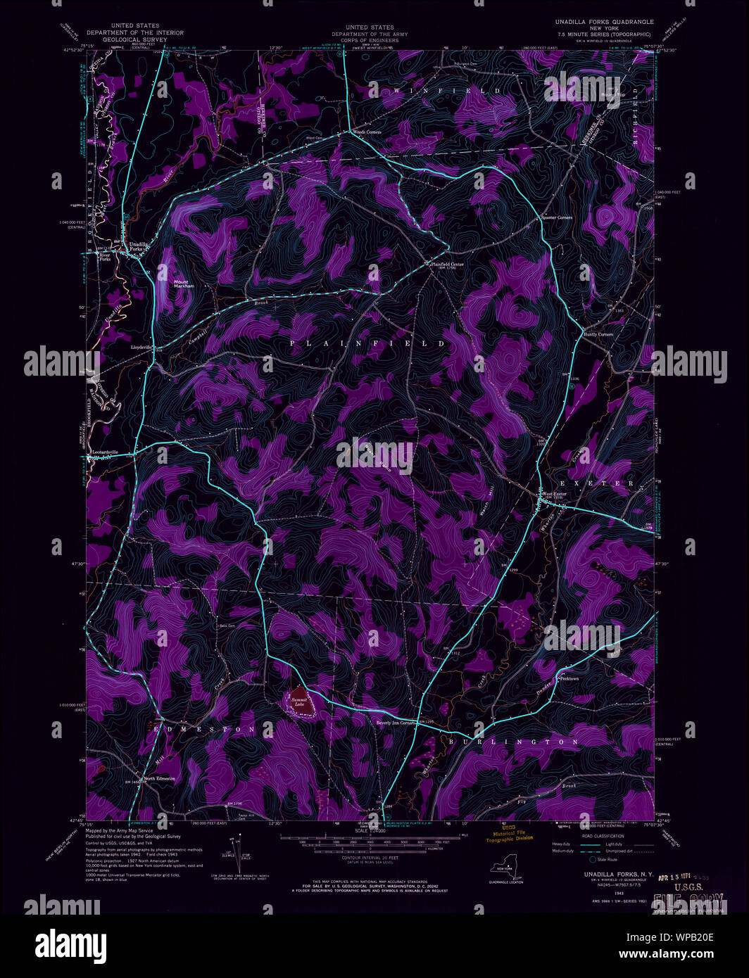 New York NY Unadilla Forks 139435 1943 24000 Inverted Restoration Stock