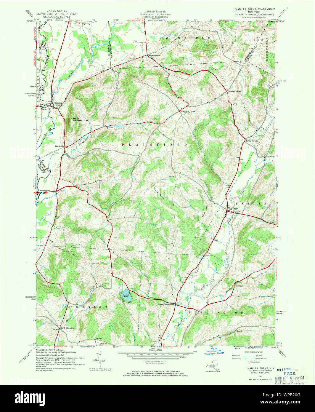 New York NY Unadilla Forks 139435 1943 24000 Restoration Stock Photo