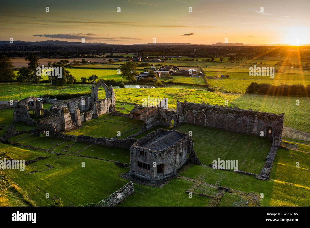 Haughmond Abbey at sunset Stock Photo