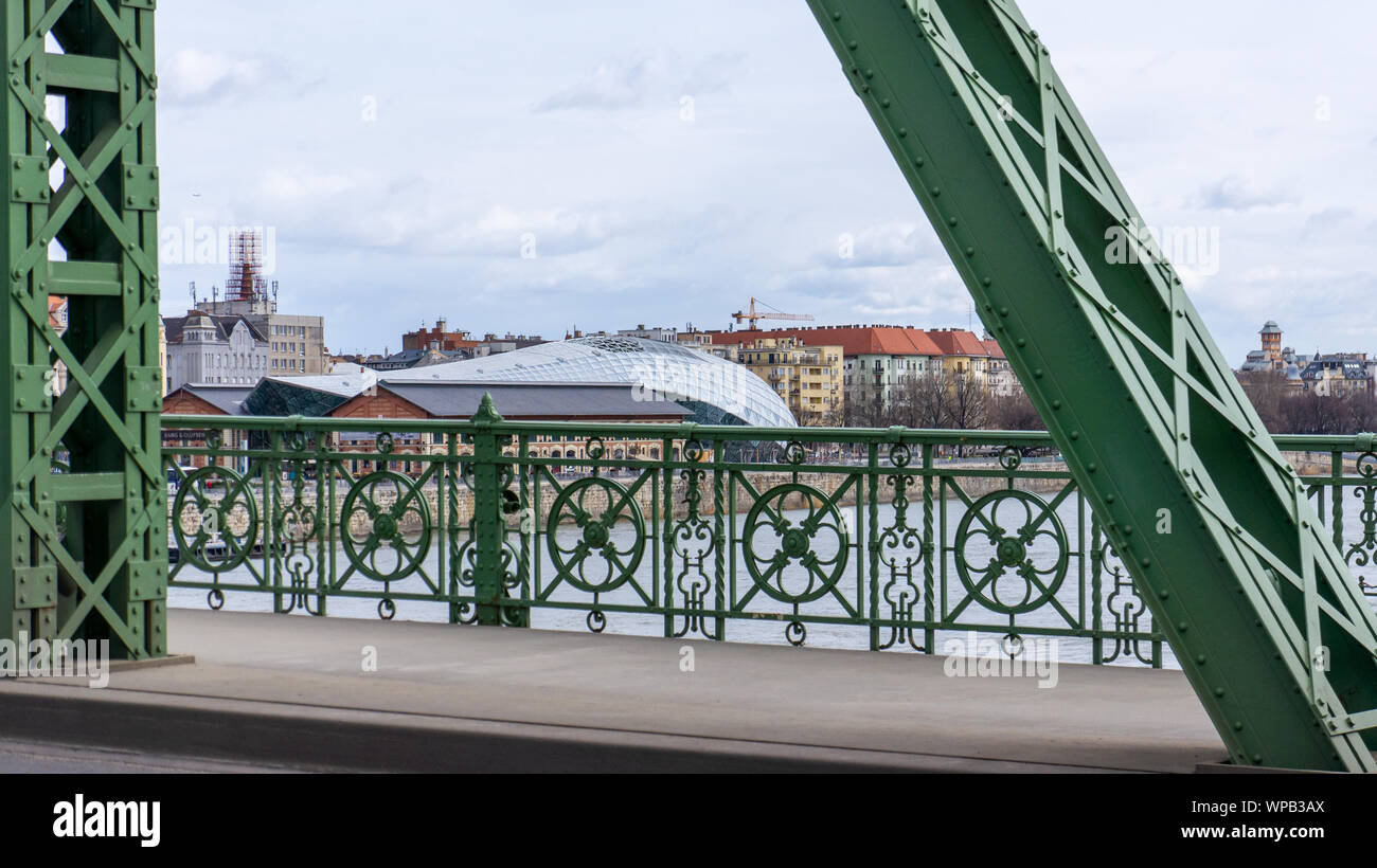 Budapest Hungary 03 16 2019 Detail of the Freedom Bridge in Budapest in
