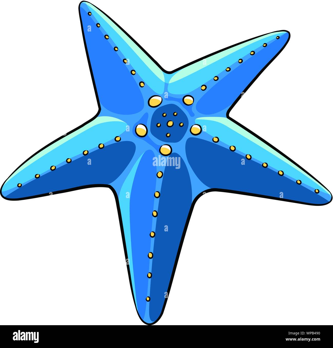 Vector Illustration of Cartoon Blue Starfish isolated on a white