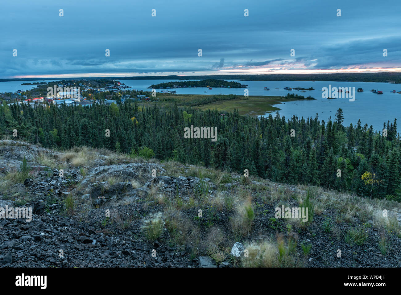 Aerial view yellowknife northwest territories hires stock photography