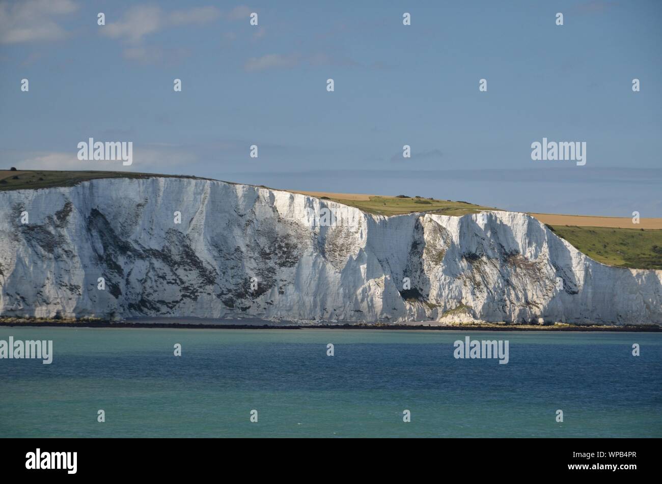 white chalk cliffs at south coast of England at channel Stock Photo