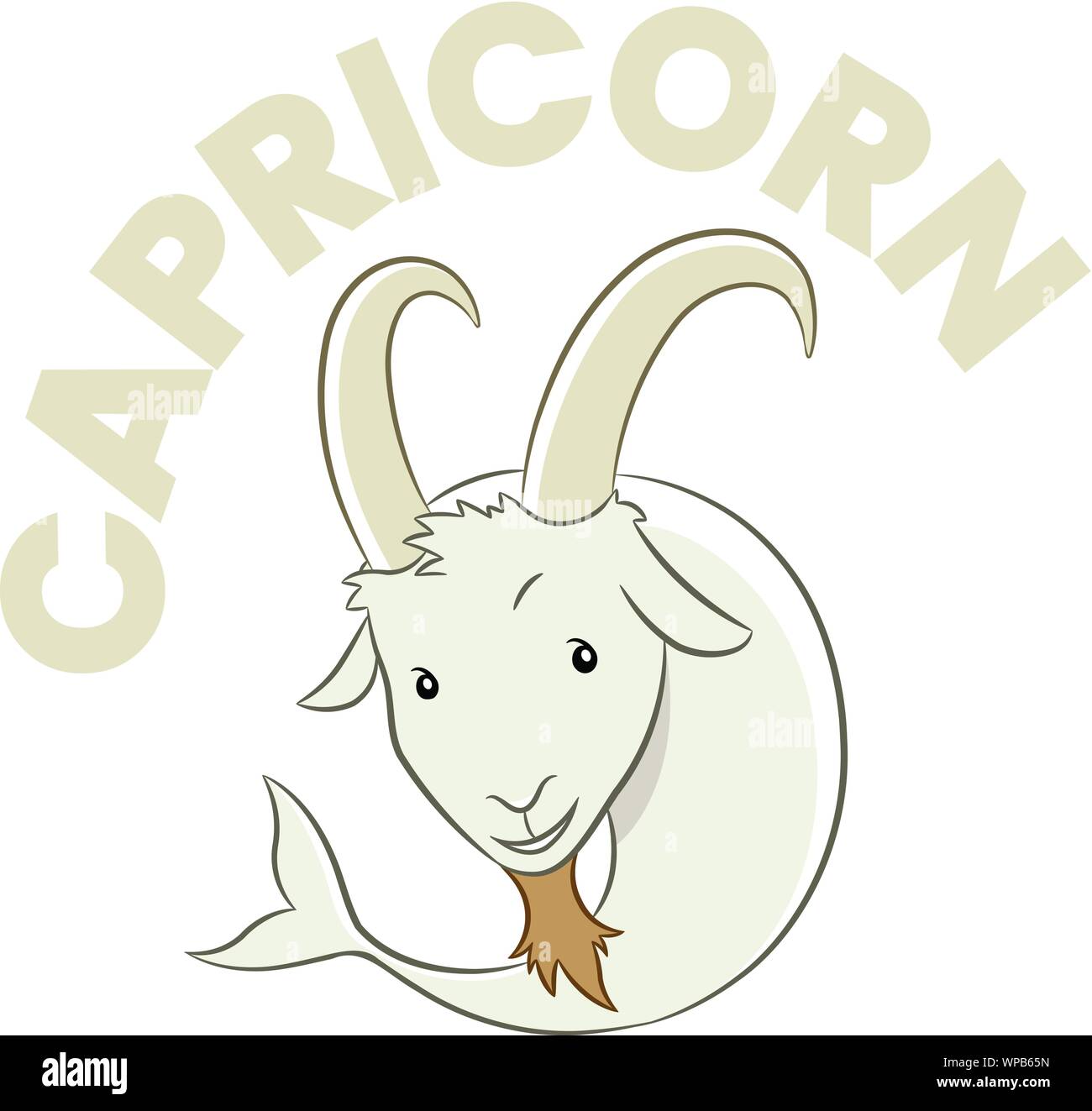 Vector Illustration of Colorful Cartoon of Capricorn Zodiac Sign
