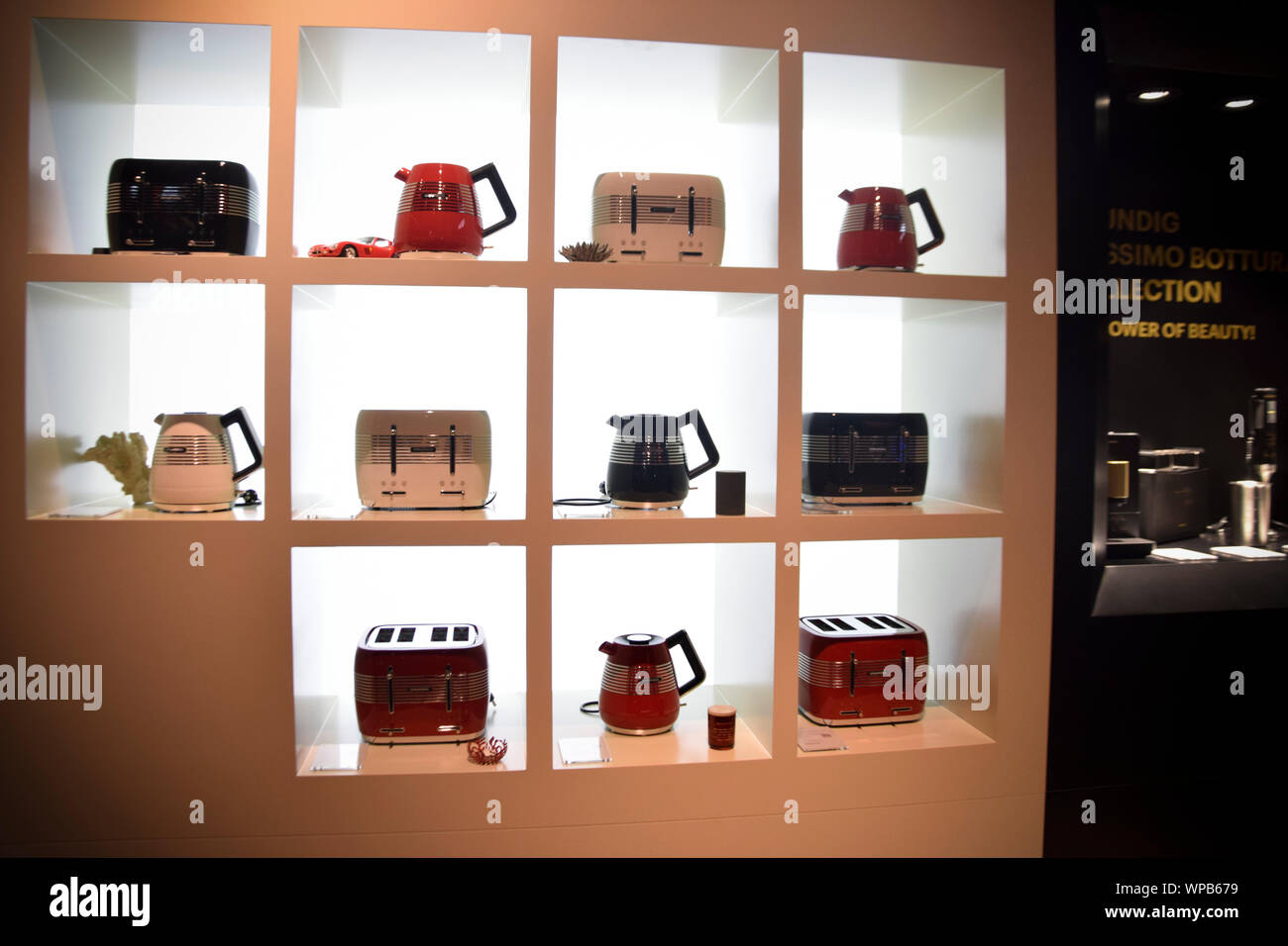 Berlin, Germany – September 6th, 2019: Grundig Retro Collection of kitchen appliances at IFA 2019 Stock Photo