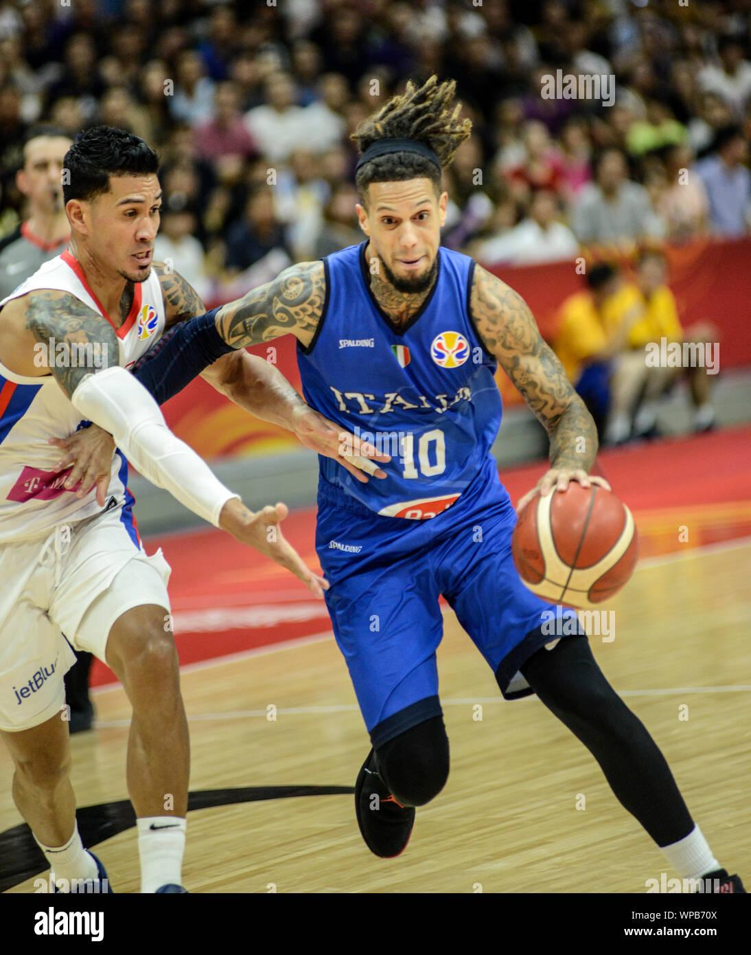 Daniel Hackett (Italy) against Puerto Rico. Basketball World Cup China 2019, second round Stock Photo