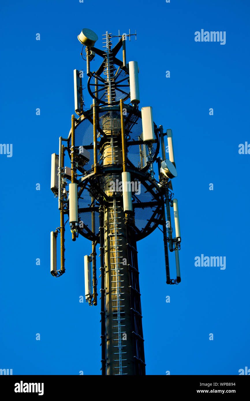 4g Lte Towers Near Me Detail Of A 3G, 4G Lte Transmitter Tower Against Clear Blue Sky Stock Photo  - Alamy
