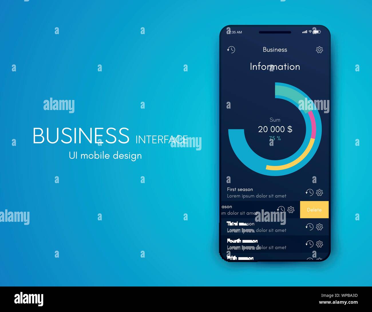 Mobile application interface. Ui design, vector illustration Stock ...