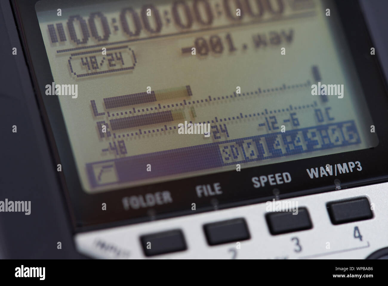 Display of audio recorder with levels of noise Stock Photo