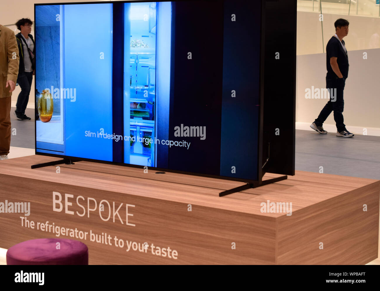 Berlin, Germany – September 5th, 2019: Samsung Bespoke customizable refrigerators at IFA 2019 Stock Photo