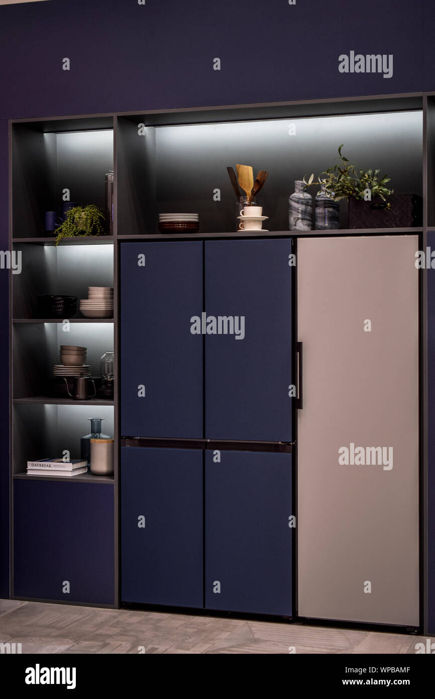 Berlin, Germany – September 5th, 2019: Samsung Bespoke customizable refrigerators at IFA 2019 Stock Photo