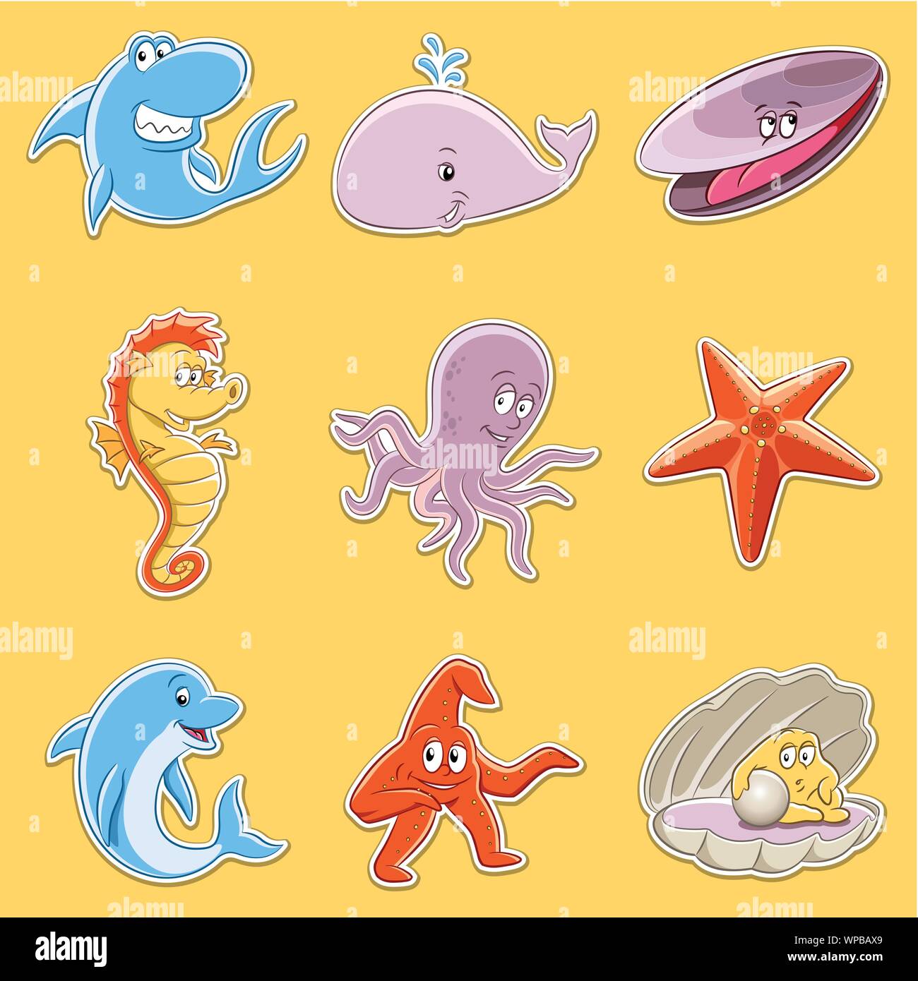 Vector Illustration Of Stickers Of Cartoon Sea Animals Stock Vector Image Art Alamy Vector Illustration Of Stickers Of Cartoon Sea Animals Stock Vector Image Art Alamy